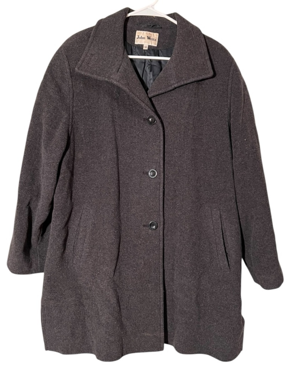 Vintage John Weitz Women's Size 12 Peacoat Dark Charcoal Gray Lambswool Cashmere